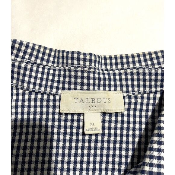 Talbots trucker jacket gingham blue stretch cotton spandex button fly women XL - Picture 3 of 5